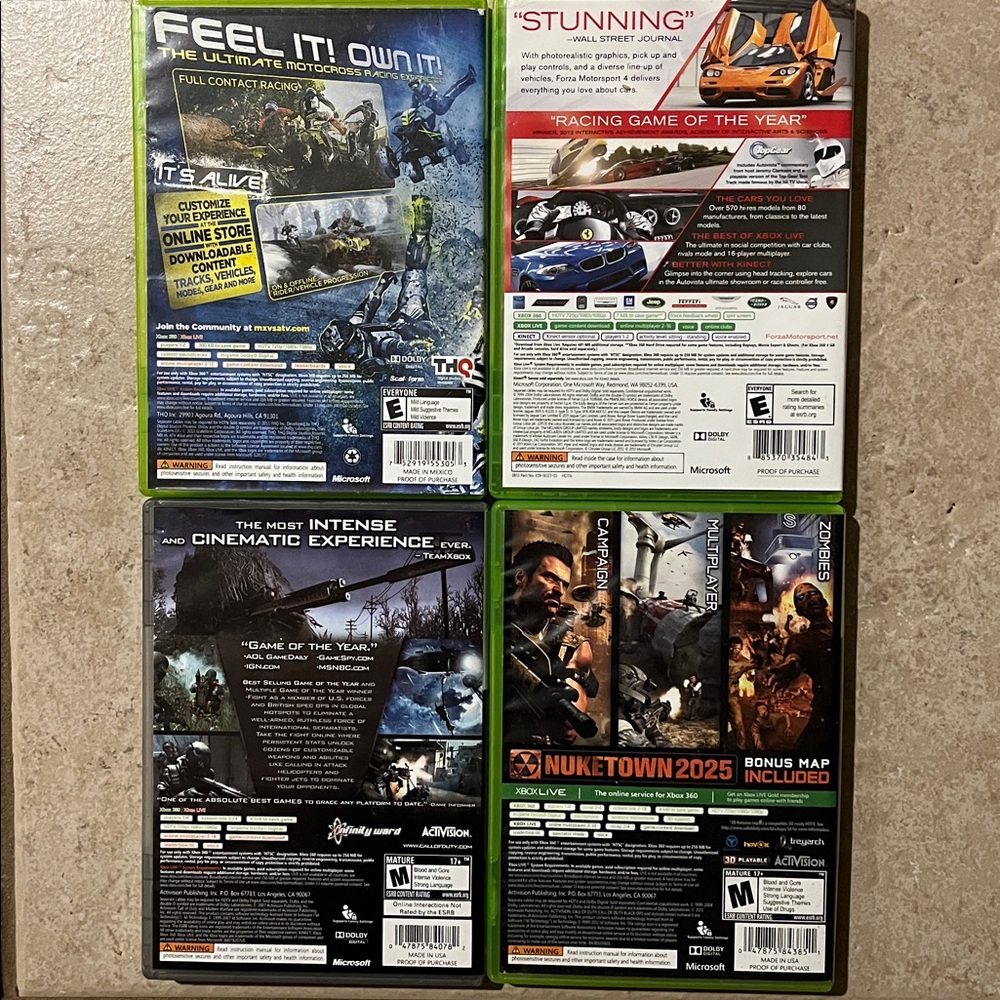 Xbox 360 Game Bundle - 2 Call of Duty, Forza Motorsport 4, MX vs. ATV Alive - Picture 2 of 6